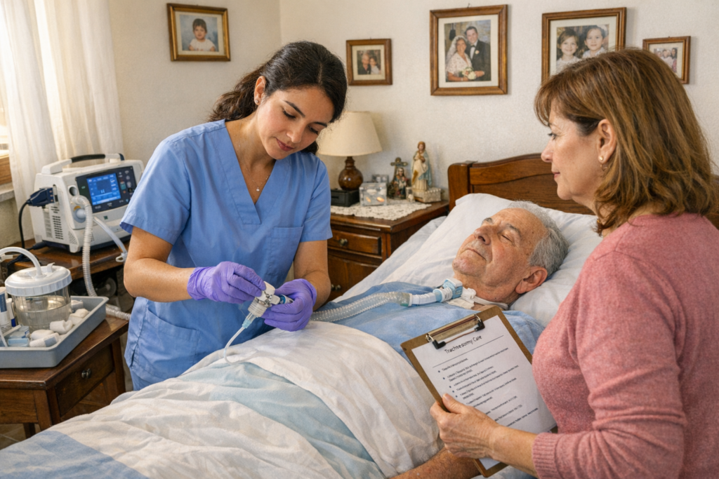 Infermiere addestra caregiver alla gestione della ventilazione meccanica domiciliare
