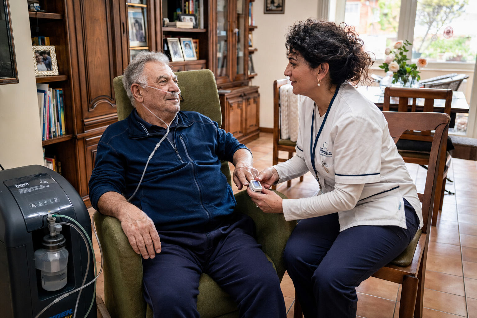Paziente con BPCO grave assistito a domicilio con ossigenoterapia e monitoraggio infermieristico