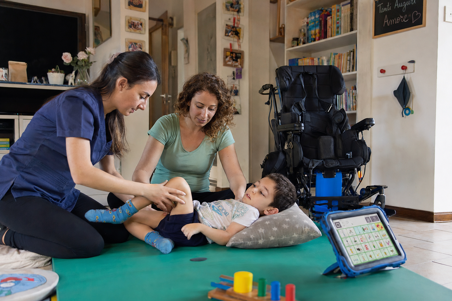 Fisioterapia domiciliare e ausili tecnologici per bambino con SMA