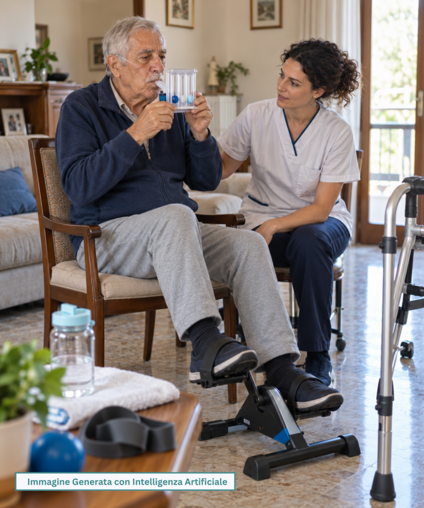 Esercizi di riabilitazione respiratoria supervisionati a domicilio